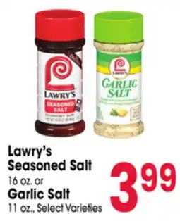 Jewel-Osco Lawry's Seasoned Salt 16 oz. or Garlic Salt 11 oz offer