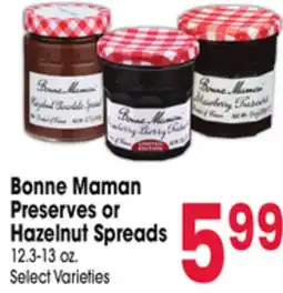 Jewel-Osco Bonne Maman Preserves or Hazelnut Spreads offer