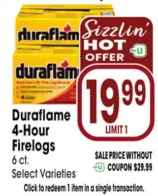 Jewel-Osco Duraflame 4-Hour Firelogs offer