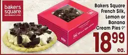 Jewel-Osco Bakers Square French Silk, Lemon or Banana Cream Pies offer