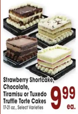 Jewel-Osco Strawberry Shortcake, Chocolate, Tiramisu or Tuxedo Truffle Torte Cakes offer
