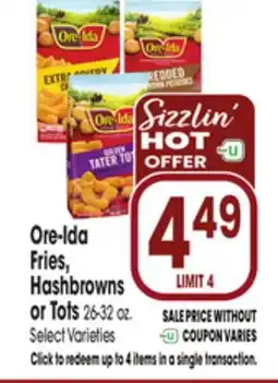 Jewel-Osco Ore-Ida Fries, Hashbrowns or Tots offer