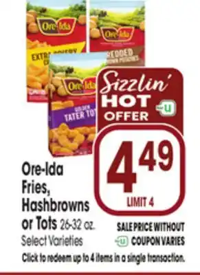 Jewel-Osco Ore-Ida Fries, Hashbrowns or Tots offer