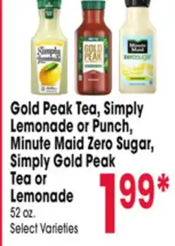 Jewel-Osco Gold Peak Tea, Simply Lemonade or Punch, Minute Maid Zero Sugar, Simply Gold Peak Tea or Lemonade offer