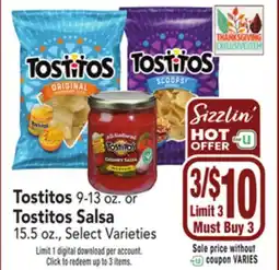Jewel-Osco Tostitos 9 13. or Tostitos Salsa 15.5 oz offer