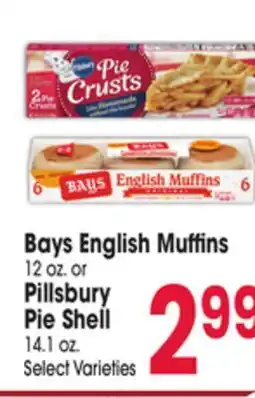 Jewel-Osco Bays English Muffins 12 oz. or Pillsbury Pie Shell 14.1 oz offer