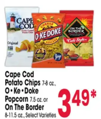 Jewel-Osco Cape Cod Potato Chips 7-8 oz., O • Ke • Doke Popcorn 7.5 oz. or On The Border 8-11.5 oz offer