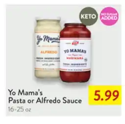 Fresh Thyme Yo Mama's Pasta or Alfredo Sauce offer