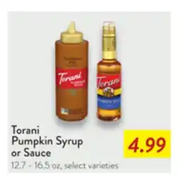 Fresh Thyme Torani Pumpkin Syrup or Sauce offer