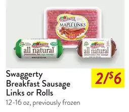 Fresh Thyme Swaggerty Breakfast Sausage Links or Rolls offer