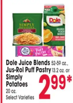 Jewel-Osco Dole Juice Blends 52-59 oz., Jus-Rol Puff Pastry 13.2 oz. or Simply Potatoes 20 oz offer
