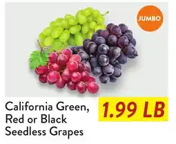 Fresh Thyme California Green, Red or Black Seedless Grapes offer