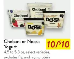 Fresh Thyme Chobani or Noosa Yogurt offer