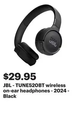 Best Buy JBL - TUNE520BT wireless on-ear headphones - 2024 - Black offer