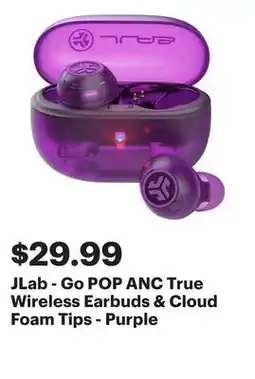 Best Buy JLab - Go POP ANC True Wireless Earbuds & Cloud Foam Tips - Purple offer