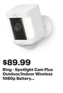 Best Buy Ring - Spotlight Cam Plus Outdoor/Indoor Wireless 1080p Battery Surveillance Camera - White offer