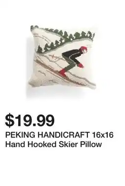 Marshalls PEKING HANDICRAFT 16x16 Hand Hooked Skier Pillow offer