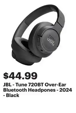 Best Buy JBL - Tune 720BT Over-Ear Bluetooth Headpones - 2024 - Black offer