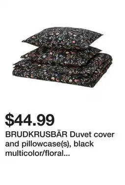 Ikea BRUDKRUSBÄR Duvet cover and pillowcase(s), black multicolor/floral pattern offer