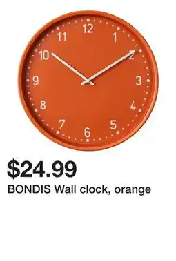 Ikea BONDIS Wall clock, orange offer