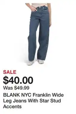 Marshalls BLANK NYC Franklin Wide Leg Jeans With Star Stud Accents offer