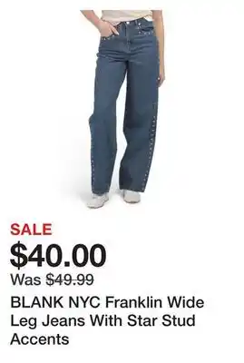 Marshalls BLANK NYC Franklin Wide Leg Jeans With Star Stud Accents offer