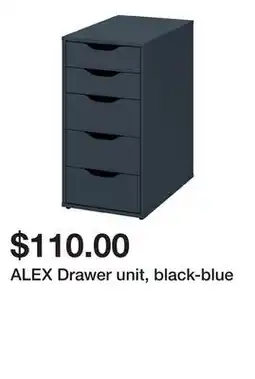 Ikea ALEX Drawer unit, black-blue offer