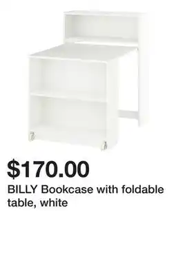 Ikea BILLY Bookcase with foldable table, white offer