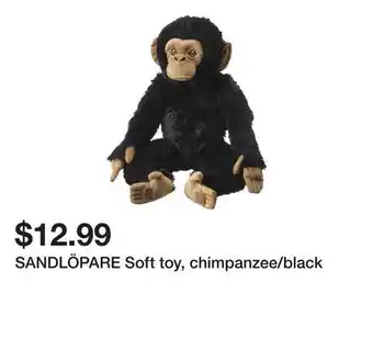 Ikea SANDLÖPARE Soft toy, chimpanzee/black offer