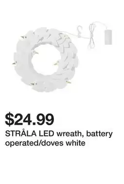 Ikea STRÅLA LED wreath, battery operated/doves white offer