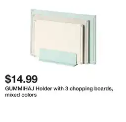 Ikea GUMMIHAJ Holder with 3 chopping boards, mixed colors offer