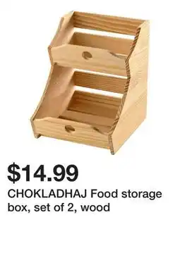 Ikea CHOKLADHAJ Food storage box, set of 2, wood offer