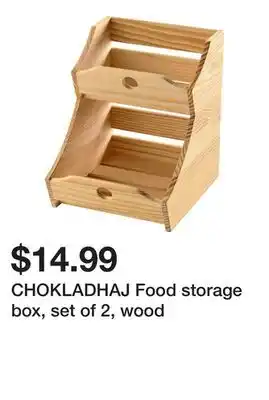 Ikea CHOKLADHAJ Food storage box, set of 2, wood offer