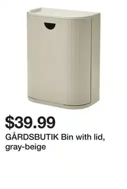 Ikea GÅRDSBUTIK Bin with lid, gray-beige offer