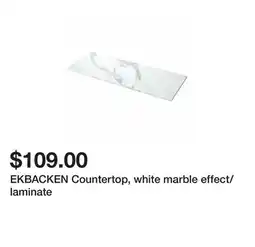 Ikea EKBACKEN Countertop, white marble effect/laminate offer