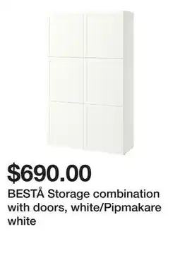 Ikea BESTÅ Storage combination with doors, white/Pipmakare white offer