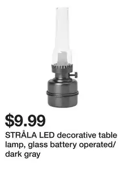 Ikea STRÅLA LED decorative table lamp, glass battery operated/dark gray offer