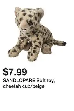 Ikea SANDLÖPARE Soft toy, cheetah cub/beige offer