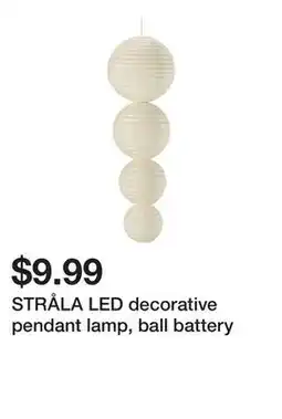 Ikea STRÅLA LED decorative pendant lamp, ball battery offer