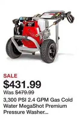Tractor Supply Company 3,300 PSI 2.4 GPM Gas Cold Water MegaShot Premium Pressure Washer with Honda GC190 Engine offer