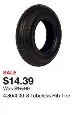 Tractor Supply Company 4.80/4.00-8 Tubeless Rib Tire offer