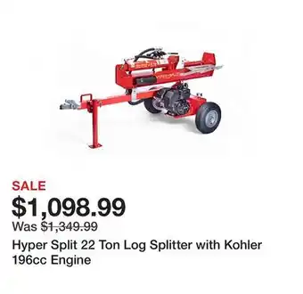 Tractor Supply Company Hyper Split 22 Ton Log Splitter with Kohler 196cc Engine offer