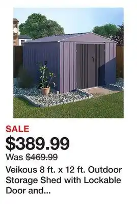 Tractor Supply Company Veikous 8 ft. x 12 ft. Outdoor Storage Shed with Lockable Door and Vents offer