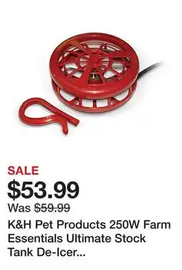 Tractor Supply Company K&H Pet Products 250W Farm Essentials Ultimate Stock Tank De-Icer with Cord Clip, Red offer