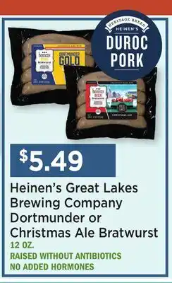 Heinen's Heinen's Great Lakes Brewing Company Dortmunder or Christmas Ale Bratwurst offer