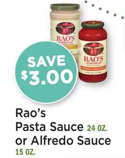 Heinen's Rao's Pasta Sauce 24 OZ. or Alfredo Sauce 15 OZ offer