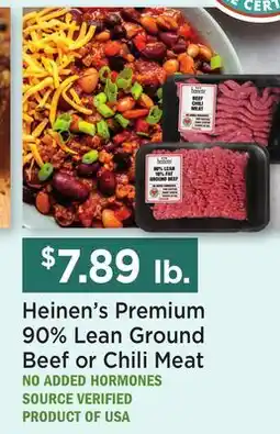 Heinen's Heinen's Premium 90% Lean Ground Beef or Chili Meat offer