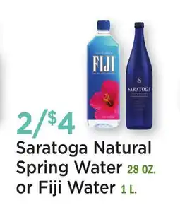 Heinen's Saratoga Natural Spring Water 28 OZ. or Fiji Water 1 L offer