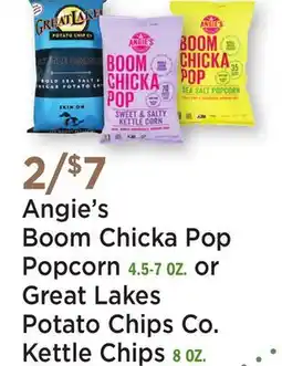 Heinen's Angie's Boom Chicka Pop Popcorn 4.5-7 OZ. or Great Lakes Potato Chips Co. Kettle Chips 8 OZ offer