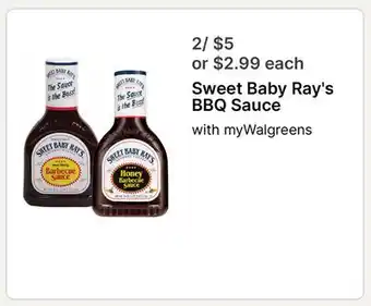 Walgreens Sweet Baby Ray's BBQ Sauce offer